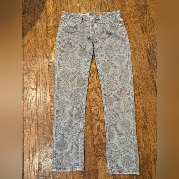 Anthropologie The Slim Boyfriend Jeans by Pilcro, blue with boho print Size 26 - Picture 5 of 17